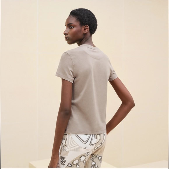 BRAND NEW HERMES Mors straight t-shirt gris etoupe Sz 36 - Picture 7 of 8